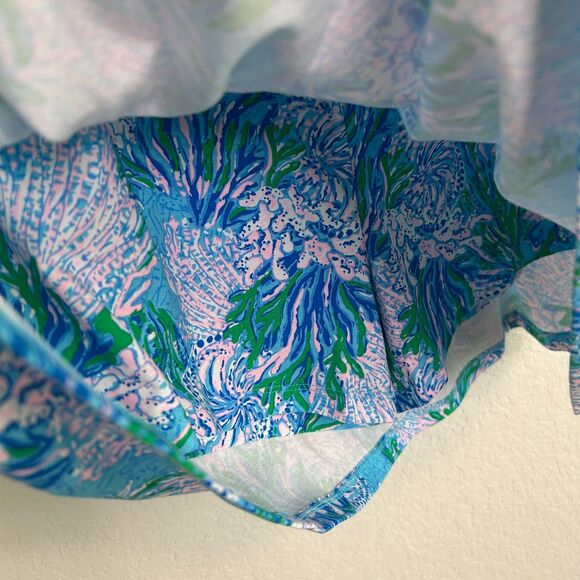 Lilly Pulitzer Shirelle Skirted Romper Strong Current Sea Sz M - Picture 7 of 9